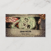 Gothic Creepy Green Skull Head Tattoo Shop Visitekaartje (Voorkant)