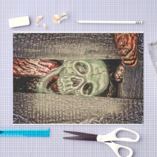 Gothic Creepy Green Skull Head Tissuepapier (Craft)