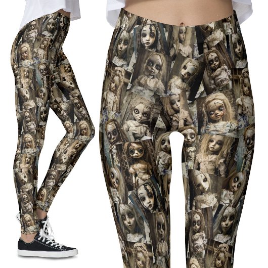 Gothic Creepy Haunted Doll Halloween kostuum Leggings