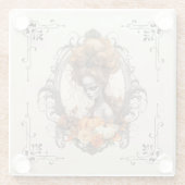 Gothic Creepy Lady Pumpkins Glazen Onderzetter (Achterkant)