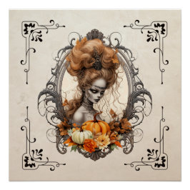 Gothic Creepy Lady Pumpkins Perfect Poster