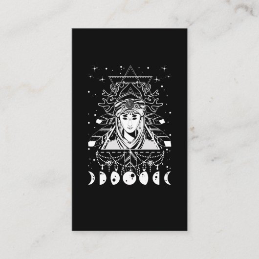 Gothic Creepy Moon Phases Witchy Geometry Crescent Visitekaartje (Voorkant)