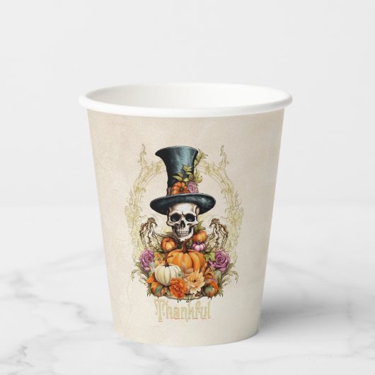 Gothic Creepy Skeleton Dankbaar Papieren Bekers (Voorkant)