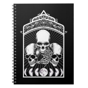 Gothic Creepy Skulls Moon Phases Witchy Crescent Notitieboek