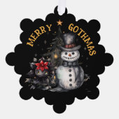 Gothic Creepy Snowman And Christmas Tree Ornament Kaart (Voorkant)