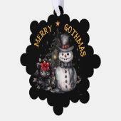 Gothic Creepy Snowman And Christmas Tree Ornament Kaart (Links)