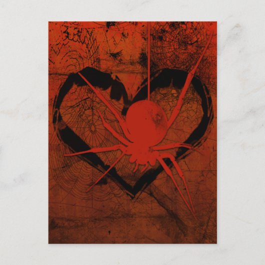 Gothic Creepy SpiderHeart Eyes Briefkaart (Voorkant)