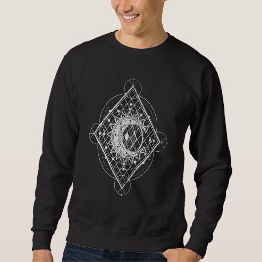 Gothic Crescent Moon Sacred Geometry Pagan Occult Trui (Voorkant)