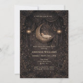 Gothic Crescent Moon Stars Baby Shower Invitation (Voorkant)