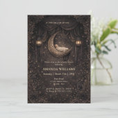Gothic Crescent Moon Stars Baby Shower Invitation (Staand voorkant)