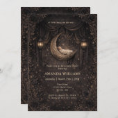 Gothic Crescent Moon Stars Baby Shower Invitation (Voorkant / Achterkant)