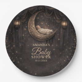 Gothic Crescent Moon Stars Baby Shower Papieren Bordje
