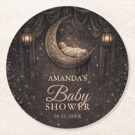 Gothic Crescent Moon Stars Baby Shower Ronde Kartonnen Onderzetter