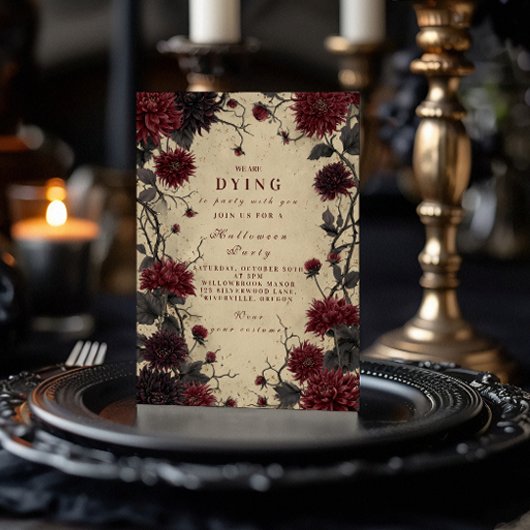 Gothic Crimson Dahlia Halloween viering Kaart