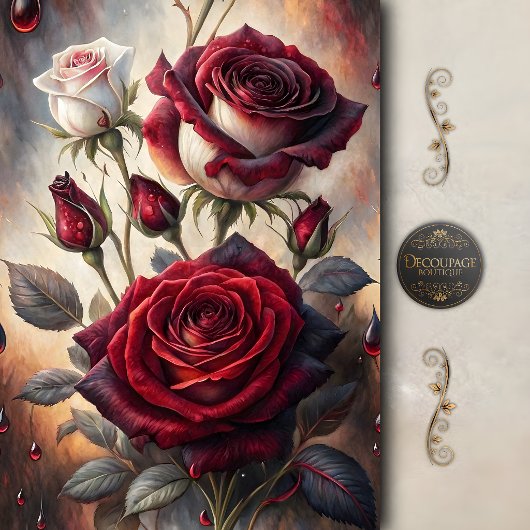 Gothic Crimson Rose Decoupage Tissuepapier