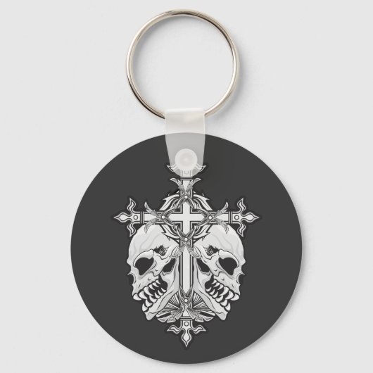Gothic Cross en Skulls Sleutelhanger (Voorkant)