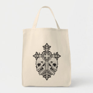 Gothic Cross en Skulls Tote Bag