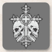 Gothic Cross met Skulls Bier Onderzetter (Voorkant)