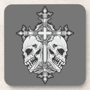 Gothic Cross met Skulls Bier Onderzetter