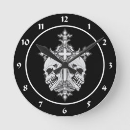 Gothic Cross met Skulls Ronde Klok
