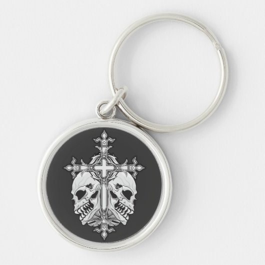 Gothic Cross met Skulls Sleutelhanger (Voorkant)