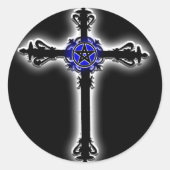 Gothic Cross Ronde Sticker (Voorkant)