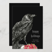 Gothic  Crow Black Prettige feestdagen Kaart (Voorkant / Achterkant)