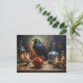 Gothic Crow, Candles en Roos Briefkaart (Staand voorkant)