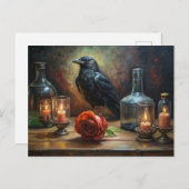 Gothic Crow, Candles en Roos Briefkaart (Voorkant / Achterkant)
