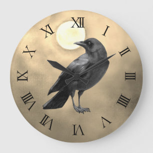Gothic Crow Clock Grote Klok