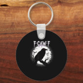 Gothic Crow F-caw-f Moon Halloween Tee Sleutelhanger (Voorkant)