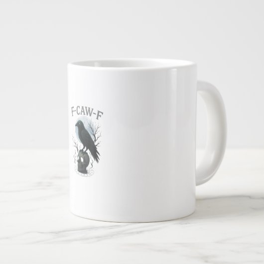 Gothic Crow F Caw F Raven Skull Halloween Graphic  Grote Koffiekop (Voorkant rechts)