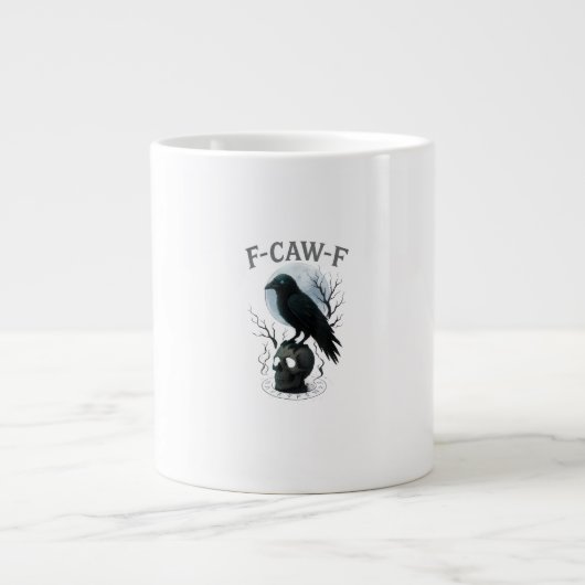 Gothic Crow F Caw F Raven Skull Halloween Graphic  Grote Koffiekop (Voorkant)