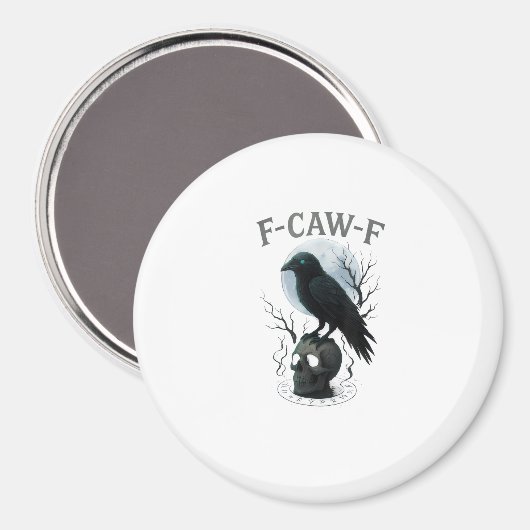 Gothic Crow F Caw F Raven Skull Halloween Graphic  Magneet (Voorkant / Achterkant)