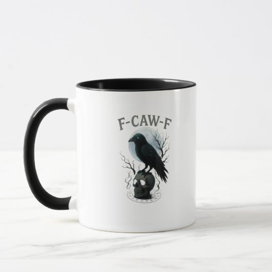 Gothic Crow F Caw F Raven Skull Halloween Graphic  Mok (Links)