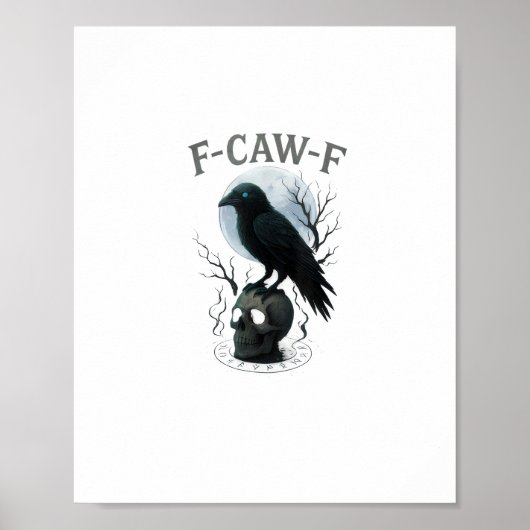Gothic Crow F Caw F Raven Skull Halloween Graphic  Poster (Voorkant)