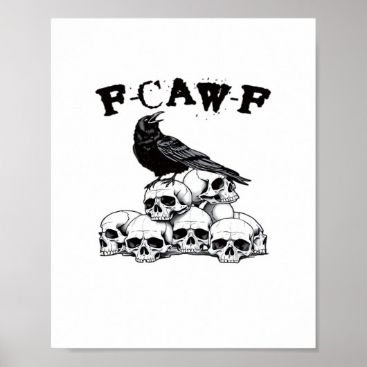 Gothic Crow F Caw F Raven Skull Halloween Graphic  Poster (Voorkant)