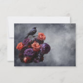 Gothic Crow Floral Bruiloft antwoordkaarten RSVP Kaartje (Achterkant)