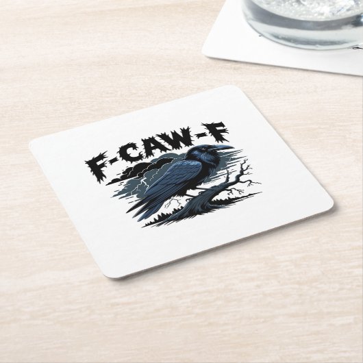 Gothic Crow Funny Humor F-Caw-F Essential Minimal  Kartonnen Onderzetters (Schuin)