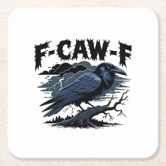 Gothic Crow Funny Humor F-Caw-F Essential Minimal  Kartonnen Onderzetters (Voorkant)