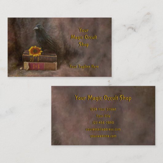Gothic Crow  Old Magic Occult Books Visitekaartje (Voorkant / Achterkant)