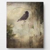 Gothic Crow on Cross Tabletop Plaque met Easel Fotoplaat (Voorkant)