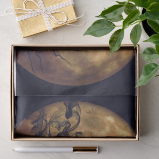 Gothic Crow Oranje Moon Decoupage Tissuepapier (Geschenk)
