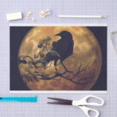 Gothic Crow Oranje Moon Decoupage Tissuepapier (Craft)