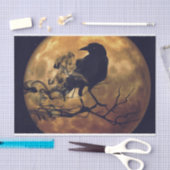 Gothic Crow Oranje Moon Decoupage Tissuepapier (Craft)