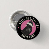 Gothic Crow Santa Caws Pink and Black Holiday Ronde Button 3,2 Cm (Voorkant /achterkant)