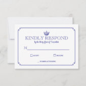 Gothic Crown Royal Blue Medieval or Fantasy RSVP Kaartje (Voorkant)
