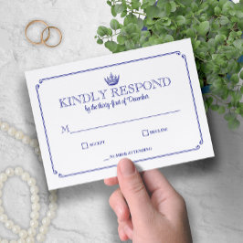 Gothic Crown Royal Blue Medieval or Fantasy RSVP Kaartje