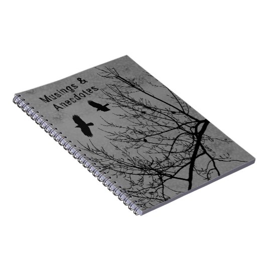 Gothic Crows and Trees Silhouette Grey Black Notitieboek (Rechterzijde)