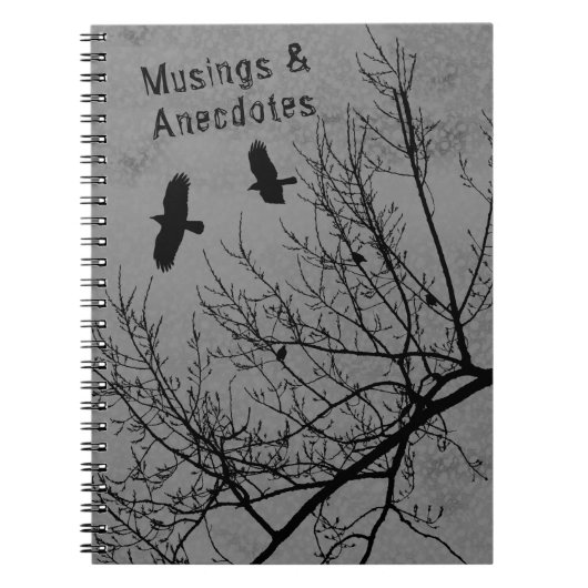 Gothic Crows and Trees Silhouette Grey Black Notitieboek (Voorkant)